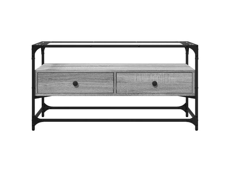  Meuble tv - banc tv - meuble de rangement avec dessus en verre sonoma gris bois d'ingénierie  - Conforama D