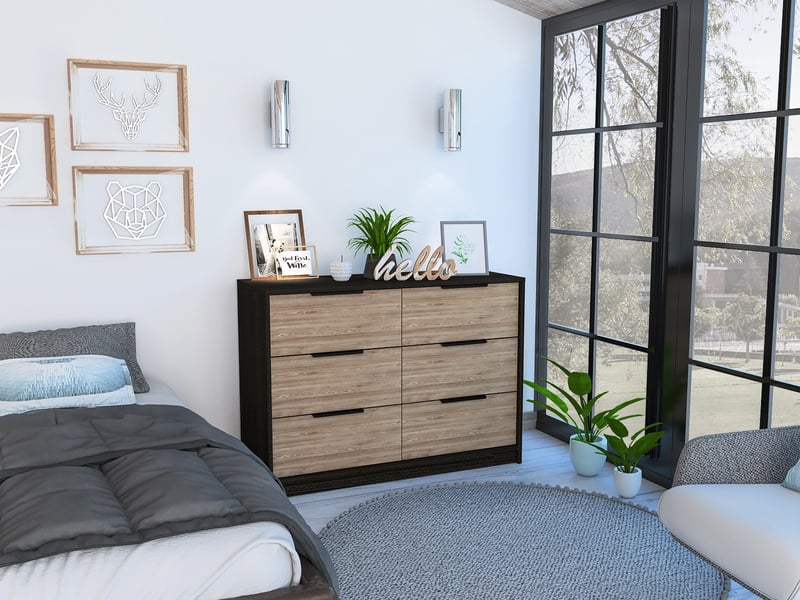  Commode kaia de 107 cm avec 4 tiroirs, wengé et chêne miel  - Conforama B