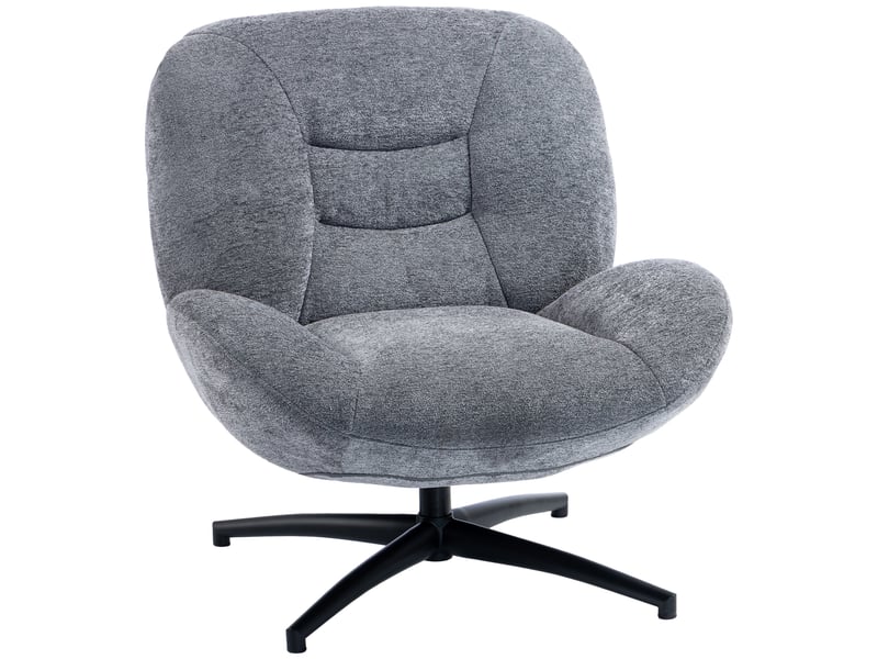  Fauteuil pivotant en tissu chenille gris foncé 89 x 83 x 85 cm  - Conforama A