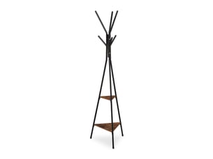 Support garde robe trépied décoratif 6 crochets stable entrée bureau 150 x 40 x 40 cm en métal noir 13_0010143