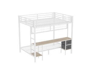 Lit mezzanine 90x200 cm BIQZUYA   coloris blanc