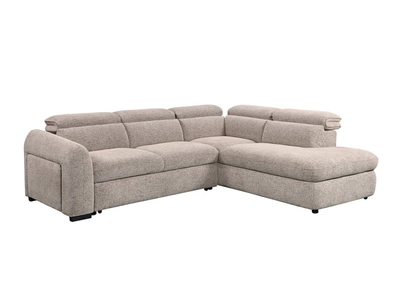  Canapé d'angle convertible avec coffre en velours texturé taupe madison - angle droit KF8005-3M-TAU - Conforama A
