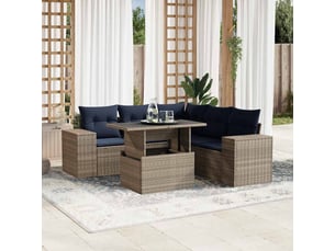 Vidaxl ensemble de canapé de jardin 6 pcs avec coussins gris résine tressée