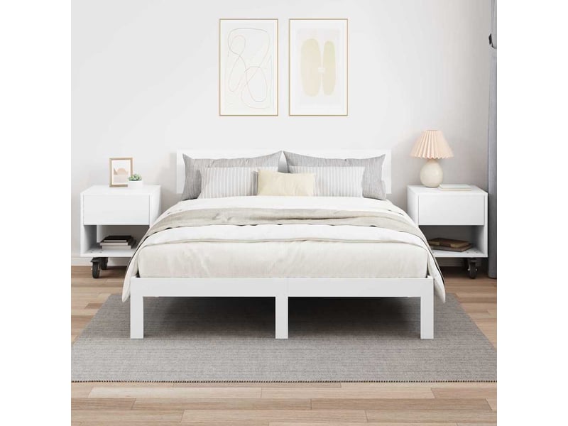  Table de chevet - cabinet de chevet - table de nuit 2 pc blanc 40,5 x 40 x 48 cm bois d'ingénierie  - Conforama C