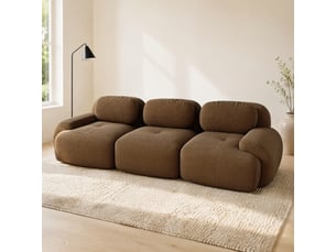 Canapé 3 places,298x103x70 cm,modulable,velours côtelé,marron