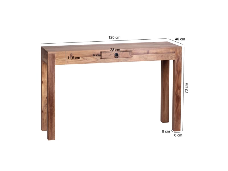  Console 1 tiroir 120x40x70 cm en acacia massif  - Conforama D