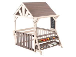 Cuisine de jeu extérieure 114x147,5x156 cm en forme de maison bois gris et beige