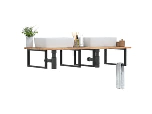 Étagère de vasque | étagère murale acier et bois massif d'acacia shl3071
