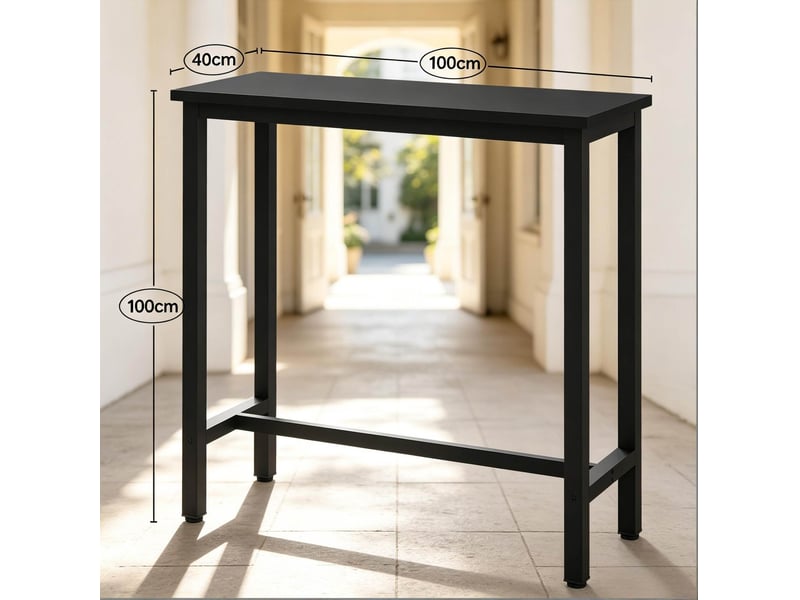  Table haute industrielle noire 100 x 40 x 100 cm – plateau en panneau de particules et métal – seulement table  - Conforama C