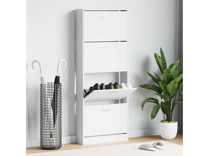  Meuble à chaussure | armoire à chaussure blanc brillant 59x17x150 cm bois ingénierie  - Conforama B