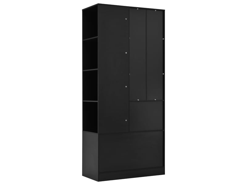 Armoire penderie avec miroir 80 x 40 x 180 cm – 1 porte miroir 2 tiroirs et 4 niches – mdf - noir et blanc  - Conforama C