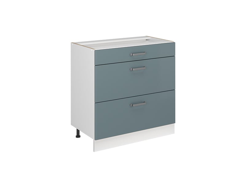 Vicco meuble cuisine, bleu-grisblanc, 80cm avec 3 tiroirs sans plan de travail - Conforama A