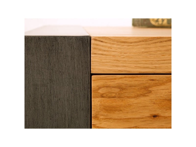 Buffet cavara 200 cm en chêne massif et métal noir – 2 portes, 3 tiroirs et grands rangements - Conforama E