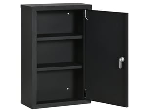 Armoire à pharmacie à 3 étagères avec serrure à clés, en acier, 30 x 14 x 46 cm, noire