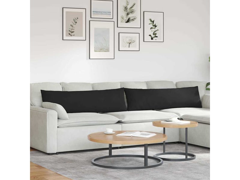Lot de 2 coussins de canapé, coussins décoratifs tissu noir 145 x 40 cm cf58908 - Conforama B