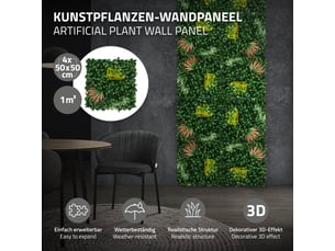 Ecd germany mur végétal artificiel réaliste copper leaf, 50x50 cm vert 1 m², feuillage décoratif dense haie synthétique clôture fausse plante brise-vue avec protection uv pour intérieur extérieur
