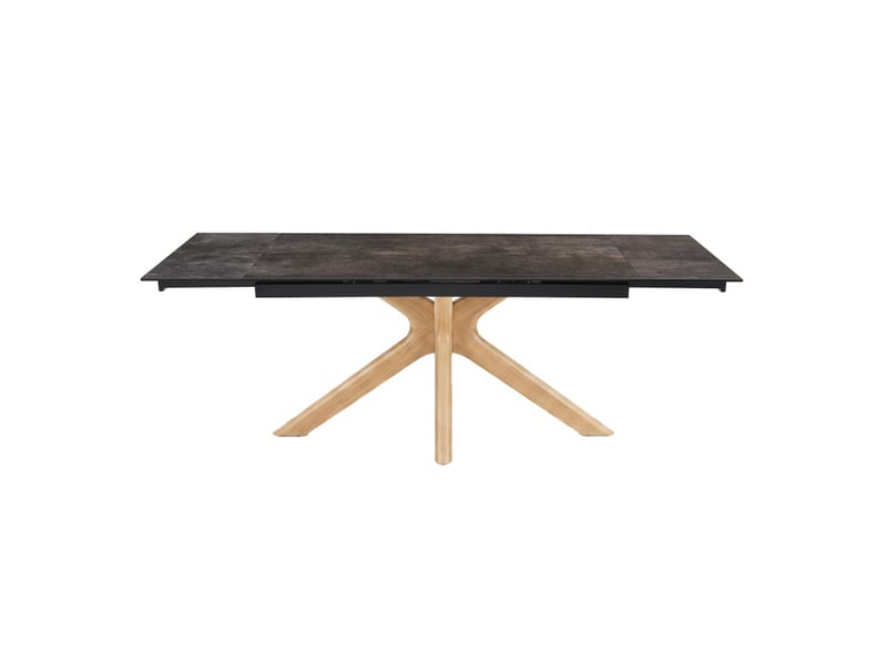 Table extensible 160-240 cm en céramique gris vieilli pied croisé plaqué en bois de chêne clair - maine 12 - Conforama C