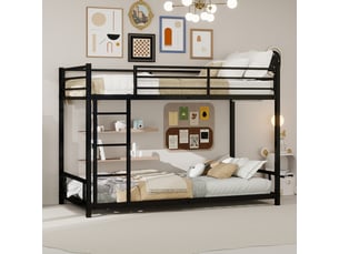 Lit superposé 90x190 cm <strong>WISHDOR</strong> <strong></strong> coloris noir