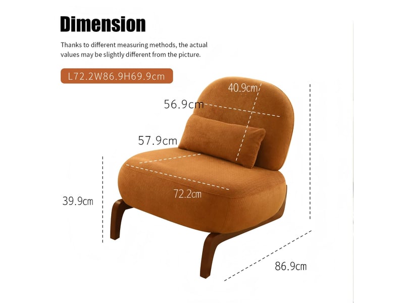  Fauteuil de lecture sans accoudoirs en tissu, pieds en bois massif  - Conforama D