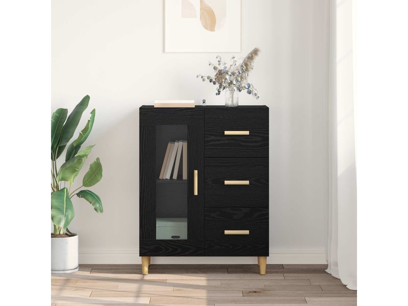  Buffet - bahut - meuble de rangement chêne noir 69,5 x 34 x 90 cm bois d'ingénierie  - Conforama D