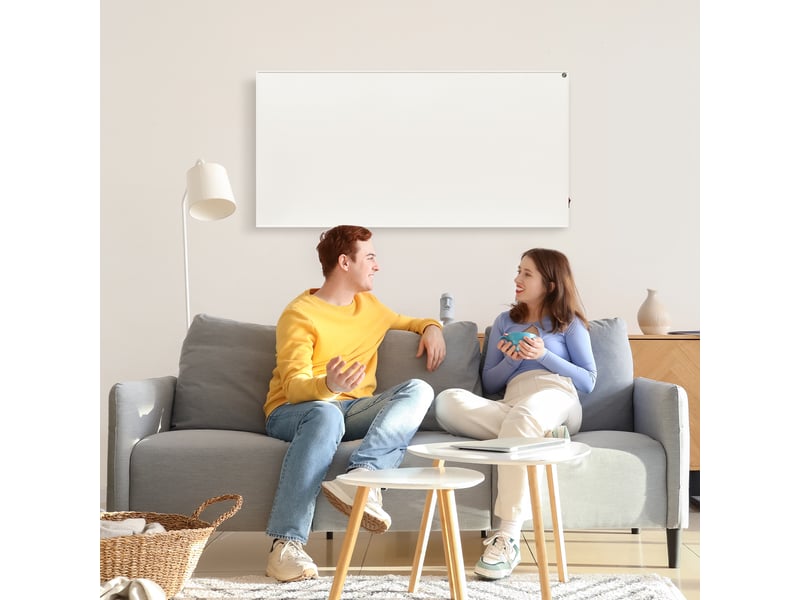 Panneau chauffant infrarouge au graphène blanc, 120,3 × 30,3 cm, ip54, protection anti-surchauffe - Conforama C