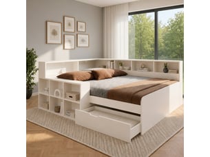 Lit 2 places 140x190 cm <strong></strong> <strong></strong> coloris blanc