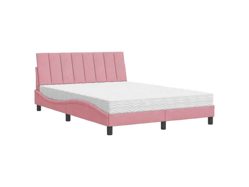  Lit avec matelas hanko rose 120x200 cm velours  - Conforama B