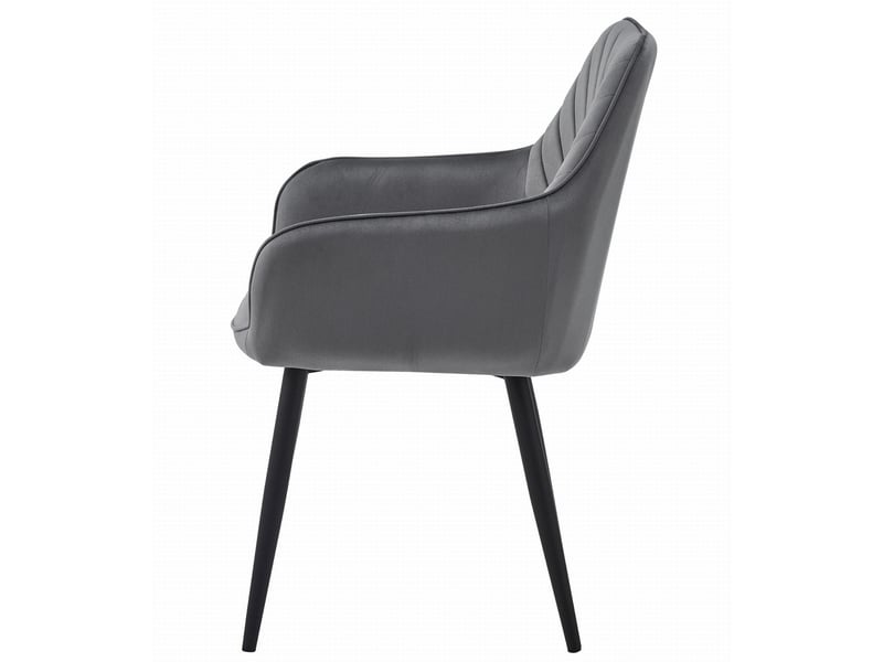  Chaise nana en velours gris foncé avec pieds noirs  - Conforama D