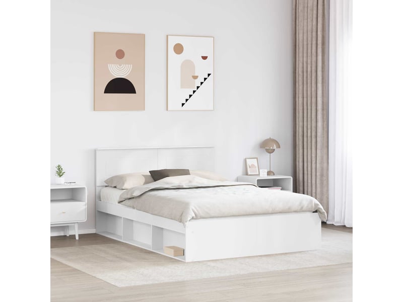  Lit double- lit adulte -  cadre de lit blanc 140 x 200 cm bois d'ingénierie  - Conforama B