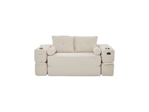 Canapé structure pliable noyau à ressorts haute densité structure indéformable et confortable poches intégrées porte-gobelet coussin à mémoire de forme et deux coussins décoratifs