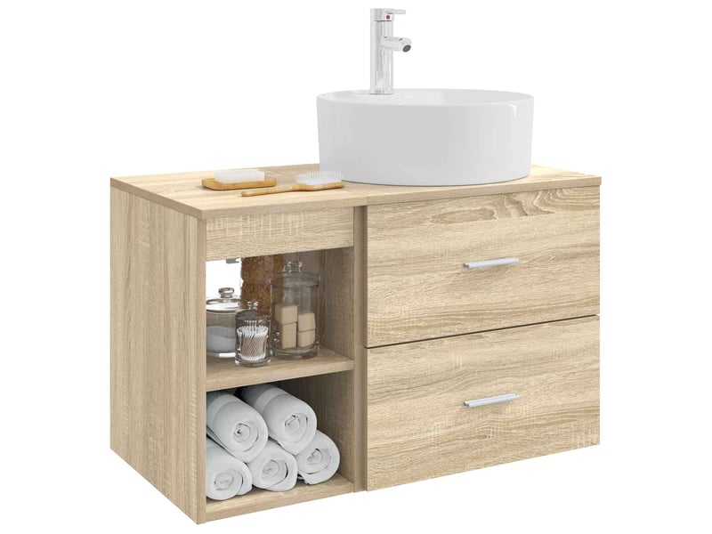 Ensemble de mobilier de salle de bain 2 pcs chêne sonoma shl1795 - Conforama C