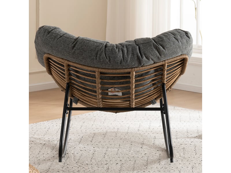  Fauteuil à bascule moderne avec revêtement en chenille, chaise relaxante pour salon et fauteuil pour chambre d'enfant, 102x98x77 cm  - Conforama W