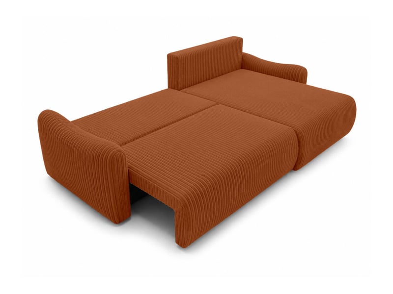  Apoline - canapé d'angle réversible convertible 4 places avec coffre en velours côtelé  - Conforama C
