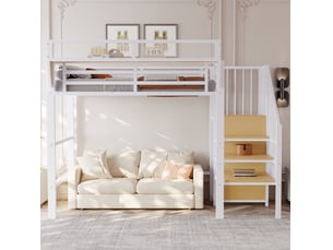 Lit mezzanine enfant 90x200 cm – blanc – échelle de sécurité, étagère modulable, gain de place – sans matelas
