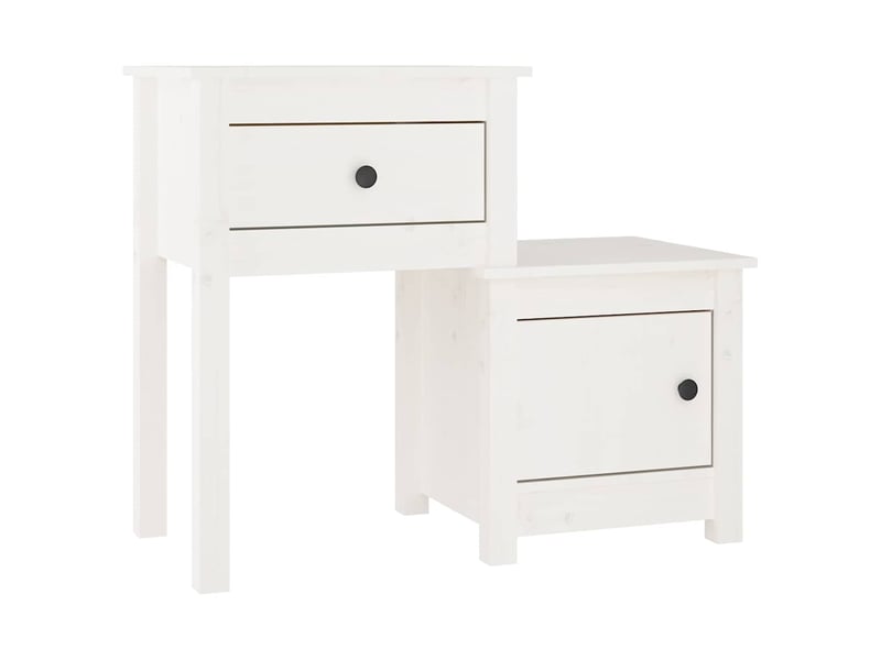  Table de chevet - cabinet de chevet - table de nuit blanc 79,5x38x65,5 cm bois de pin massif  - Conforama A