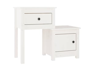 Table de chevet - cabinet de chevet - table de nuit blanc 79,5x38x65,5 cm bois de pin massif