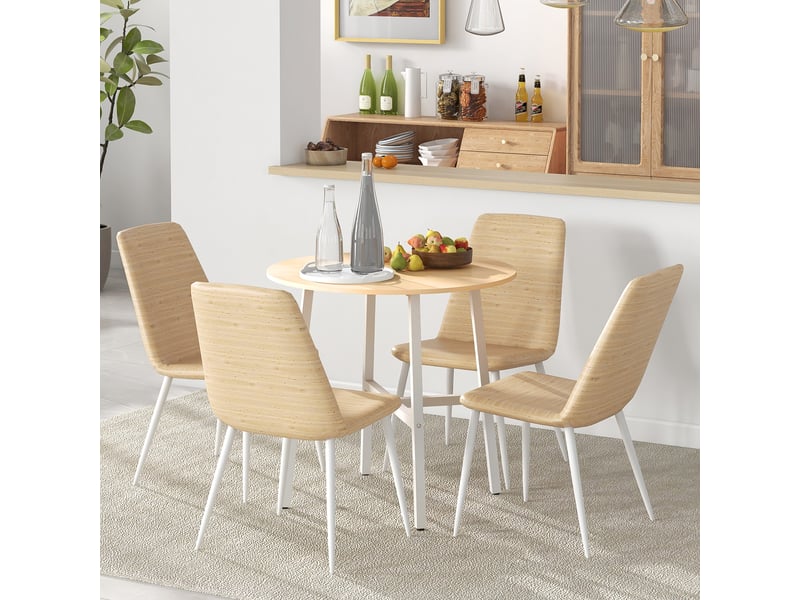 Table de salle à manger pour 4 personnes avec plateau rond en contreplaqué et pieds antidérapants, ø80×76 cm, bois naturel - Conforama C