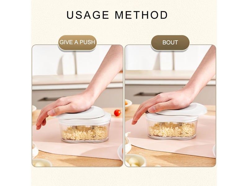  Hachoir à ail manuel à pousser à la main, hachoir à légumes portable pour la cuisine à la maison  - Conforama E