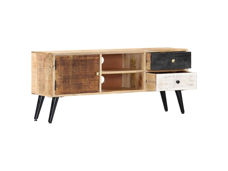  Meuble tv - banc tv - meuble de rangement 115x30x47 cm bois massif de manguier  - Conforama D