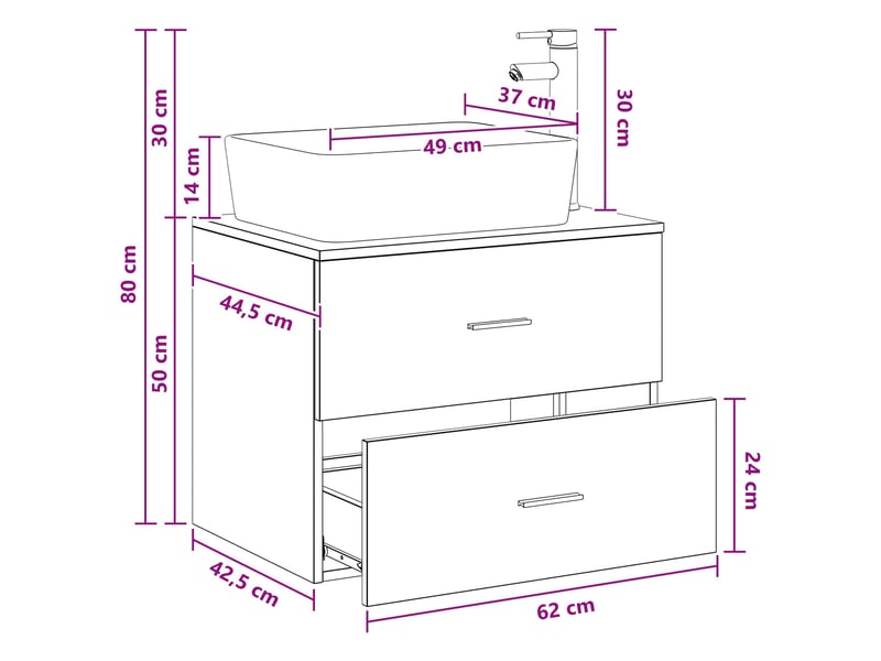  Ensemble de mobilier de salle de bain chêne noir cf64647  - Conforama E