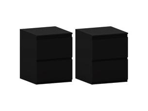 Table de chevet denver, commode de nuit, chambre, grand, set de 2, 2 tiroirs, noir