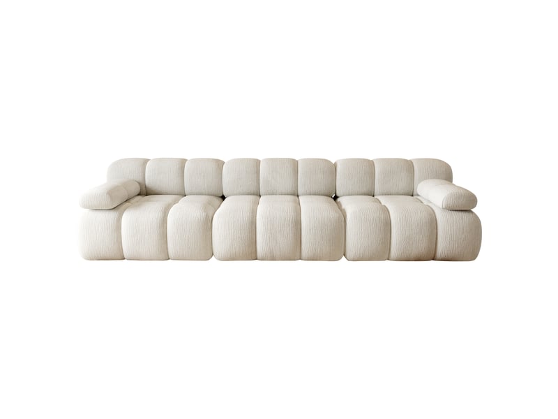  Canapé compressé 3 places 300x100x68 cm sans structure, sans montage, mousse haute résilience, assise profonde, tissu chenille blanc  - Conforama A
