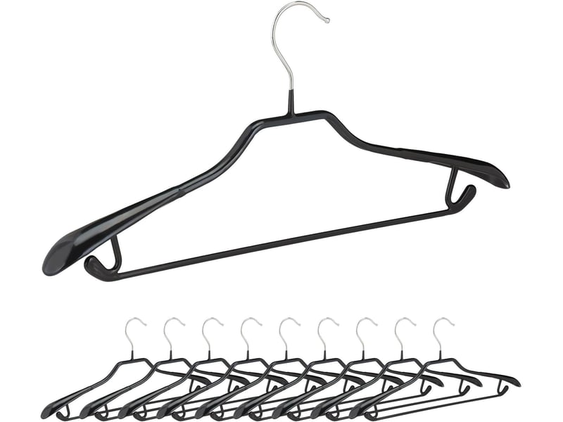  Lot de 10 cintres à costume antidérapants métal 19,5 x 44 x 3 cm pour vestes et pantalons en métal noir 13_0018072  - Conforama A