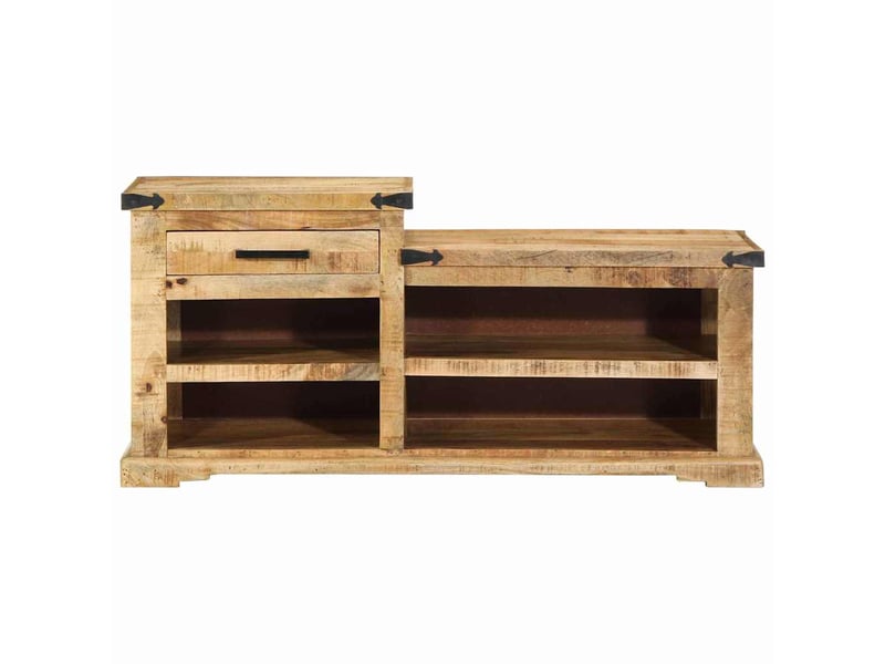  Banc d'entrée, banc d'intérieur marron 110x35x50 cm manguier brut  - Conforama D