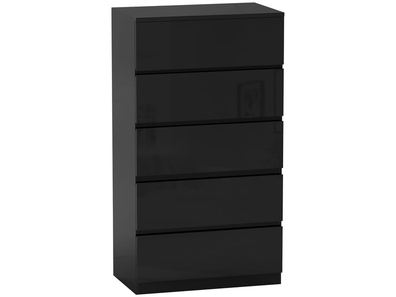  Commode en bois à 5 tiroirs, meuble de chambre moderne et multifonctionnel, 55 x 34 x 100 cm, noir  - Conforama A