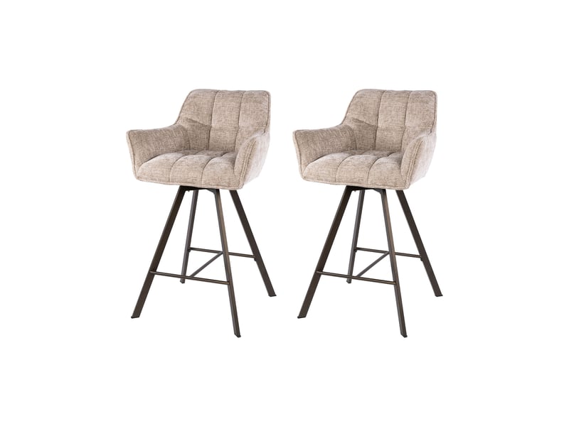  Lot 2 chaises de bar pivotantes tissu texturé sable et bronze - jordi  - Conforama B