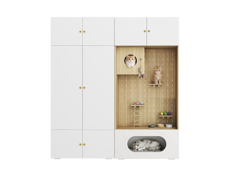  Armoire 180x50x200 cm avec tringle panneau de particules blanc et aspect bois  - Conforama A