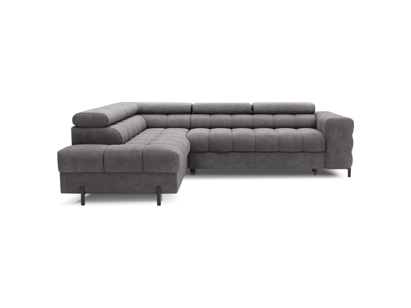Canapé d'angle gauche ferrum gris avec coffre appuie-têtes réglables 276x93x200cm - Conforama A
