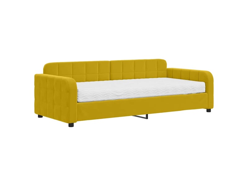  Lit adulte, lit simple, lit de jour avec matelas jaune 90x200cm velours cf18683  - Conforama A