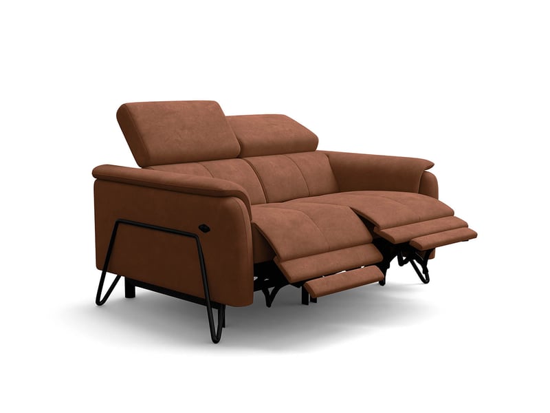  Canapé 2 places roden, 2x relax, tissu velours marron  - Conforama A